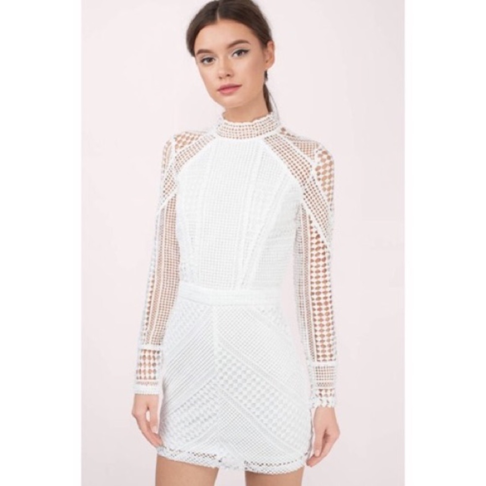Tobi Zoey White Lace Bodycon Dress - size S